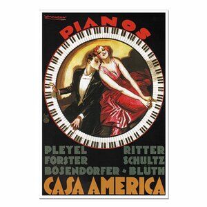 Victorian Retro Piano Store: Vintage Advertisement Reprint 13"by19" Poster Print